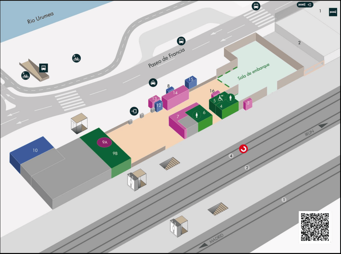 Plano interior de la Estación de Tren de San Sebastián