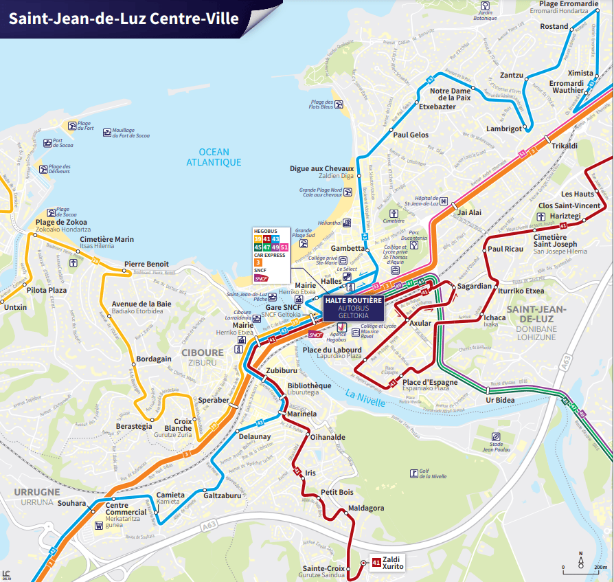 Plano de Autobuses Hegobus en San Juan de Luz
