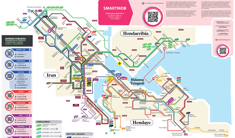 Mapa de Smartmob: transporte público en Irún, Hondarribia y Hendya