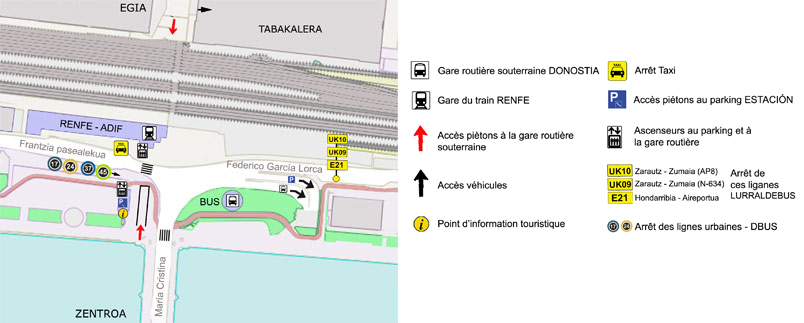 Plan de la Gare de Train et Bus de Saint Sébastien