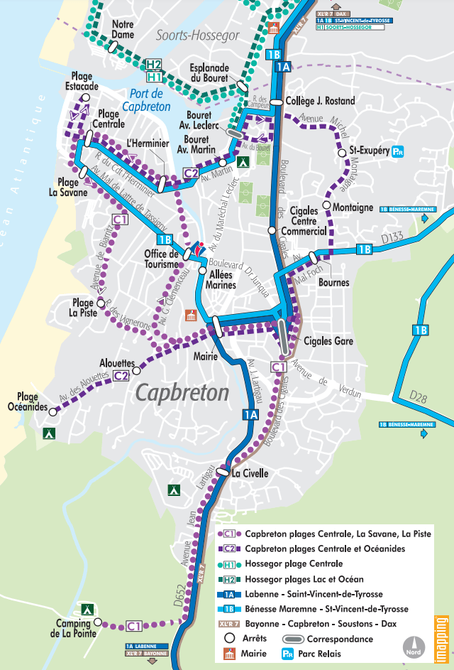 Plano de Yego, Autobuses en Capbreton