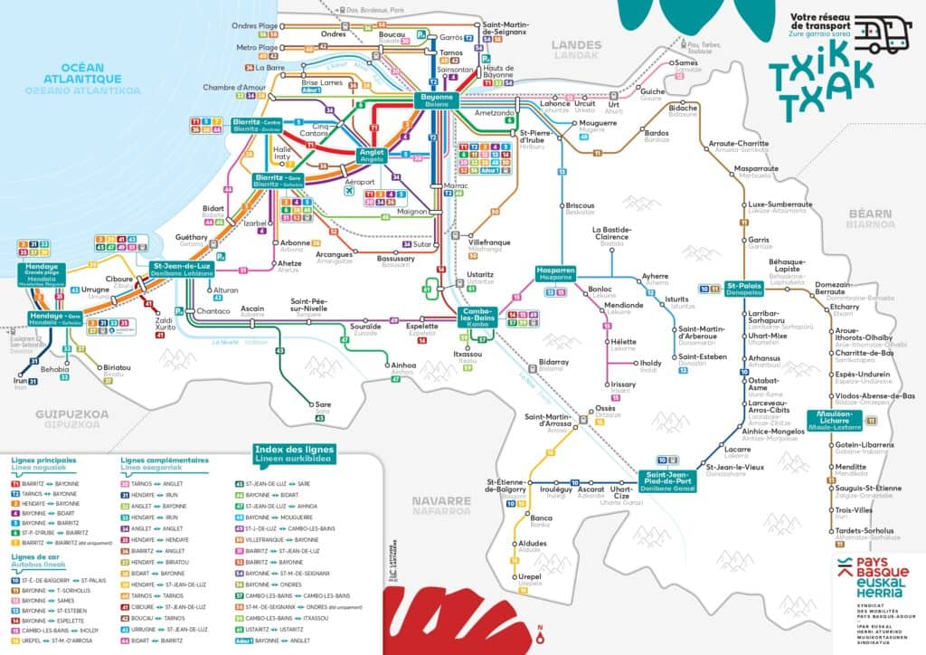 Plano de la red de transporte Txik Txak
